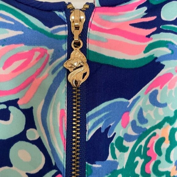 Lilly Pulitzer Going Coastal Kassia Blue Pink Fit & Flare Dress - Sz 4 - Picture 5 of 6